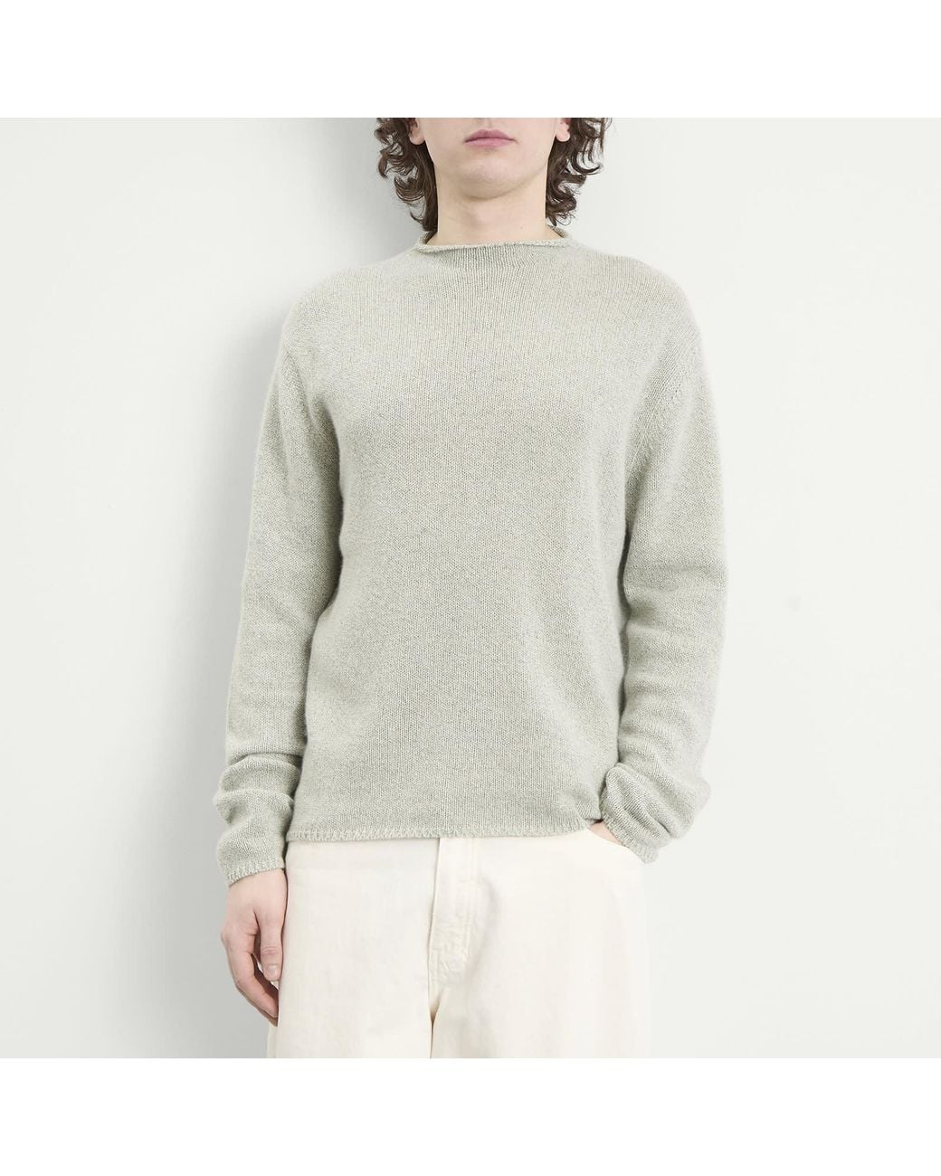 Auralee Gray Cashmere Silk Melange Knit Jumper for men