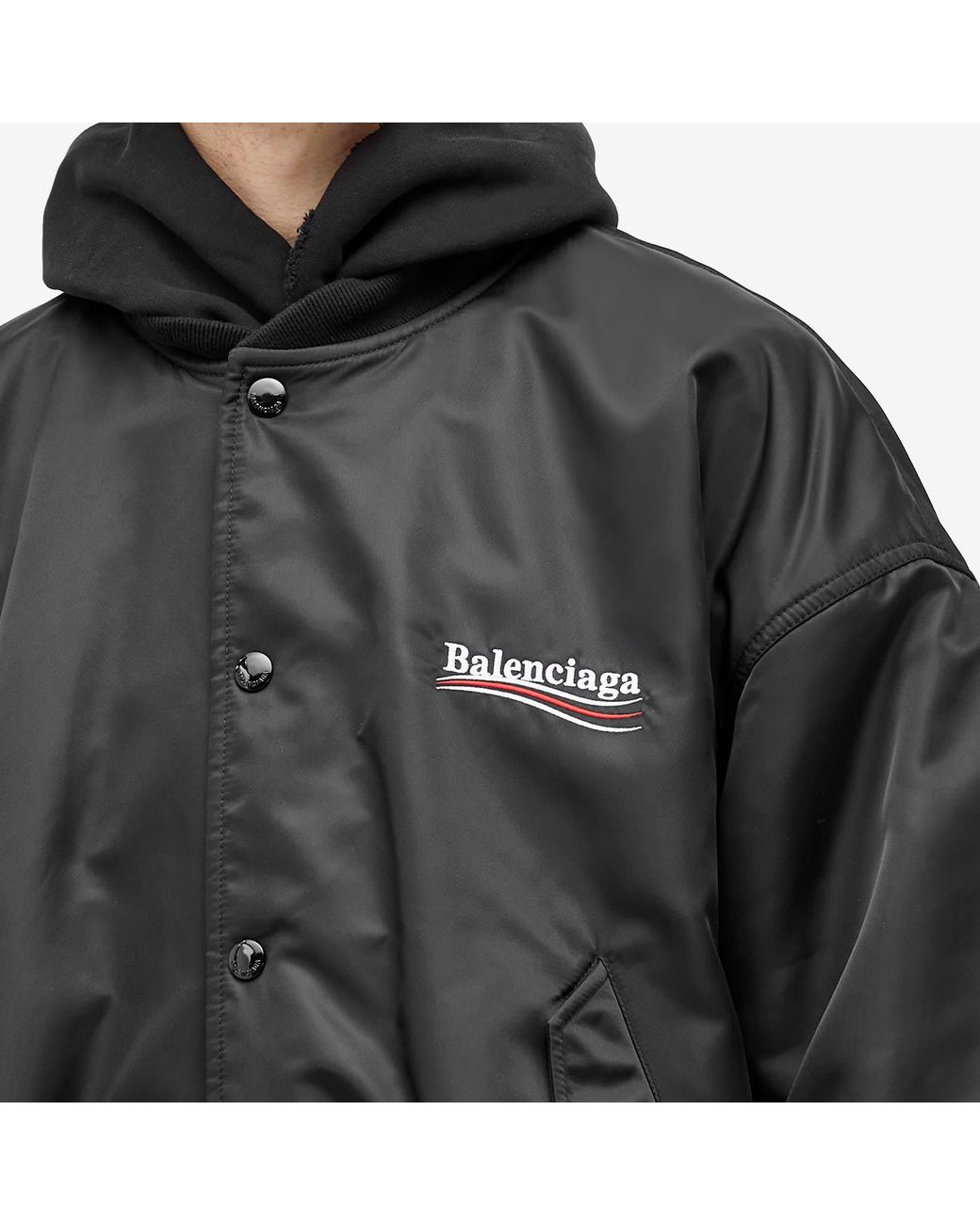Balenciaga Political Campaign Oversized Bomber Jacket in Black for