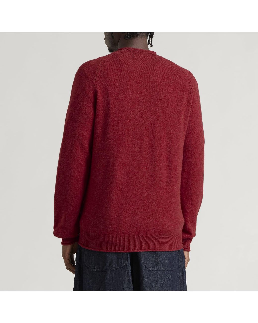 Pittari Red Usk Lambswool Roll Collar Jumper for men