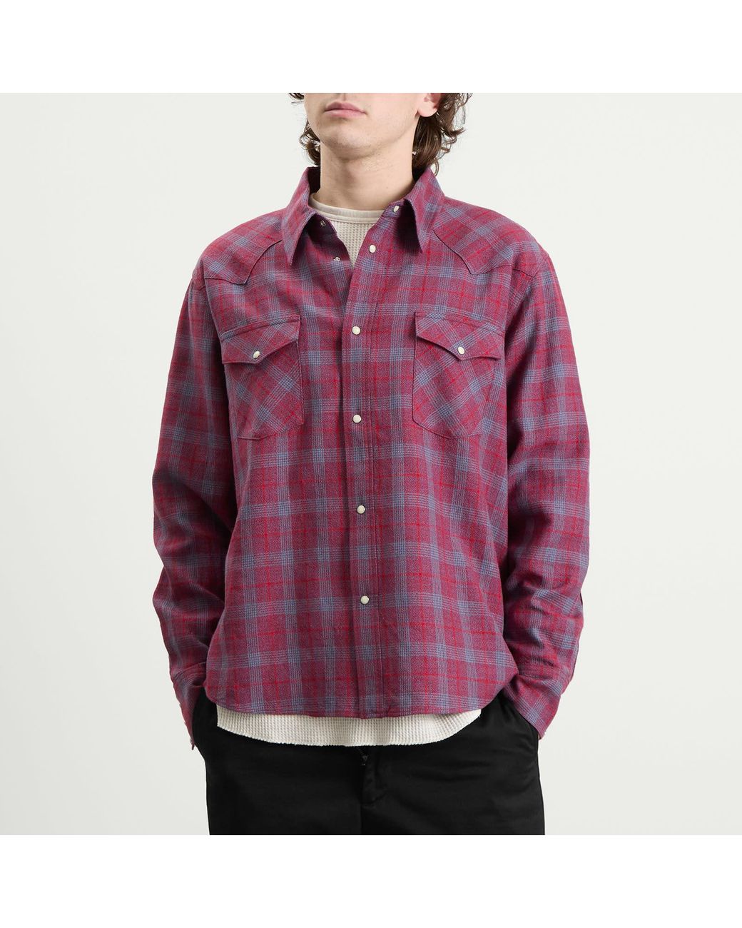Visvim Purple Four Corners Check Shirt for men