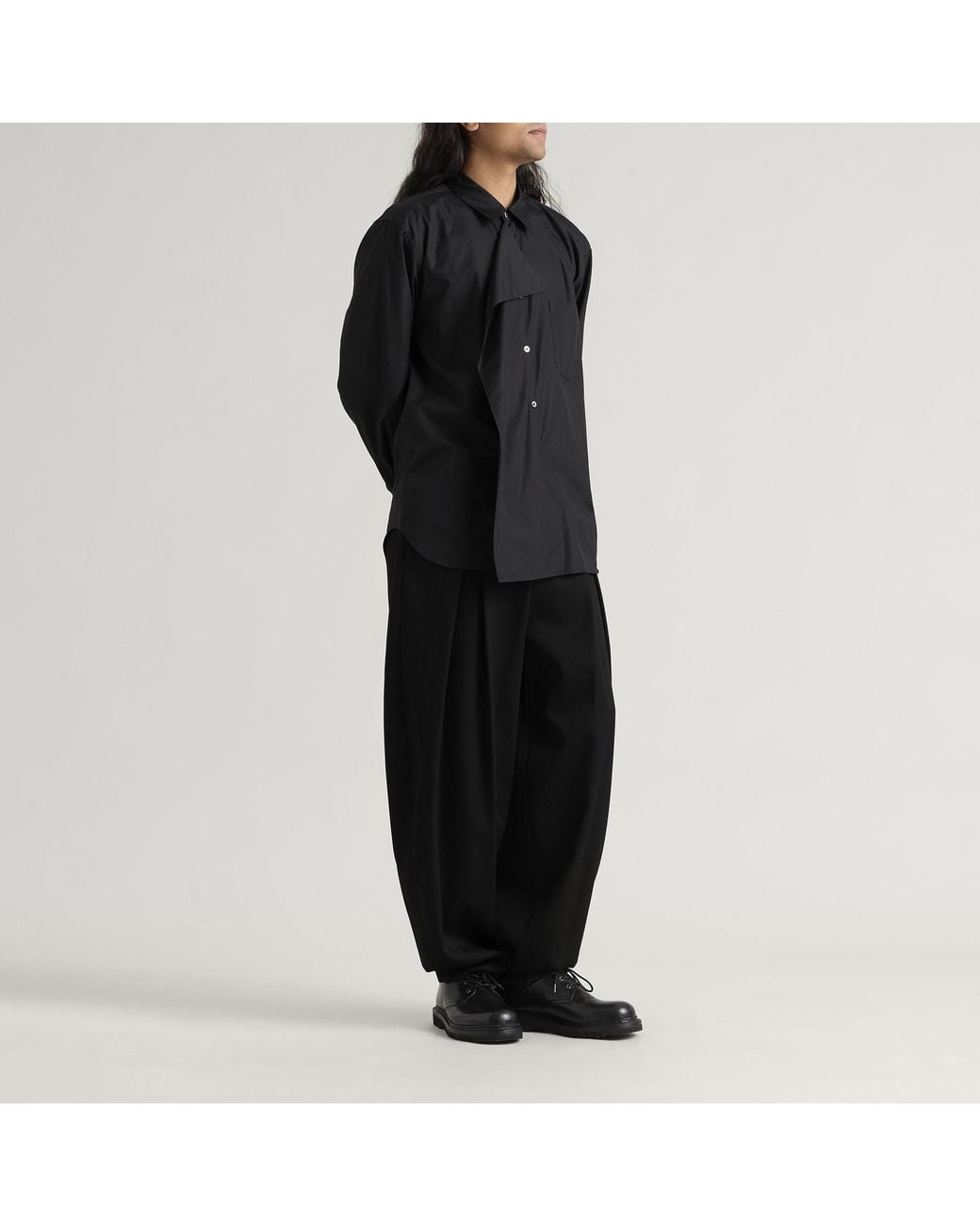Comme des Garçons Black Wool Gabardine Pleated Pant for men