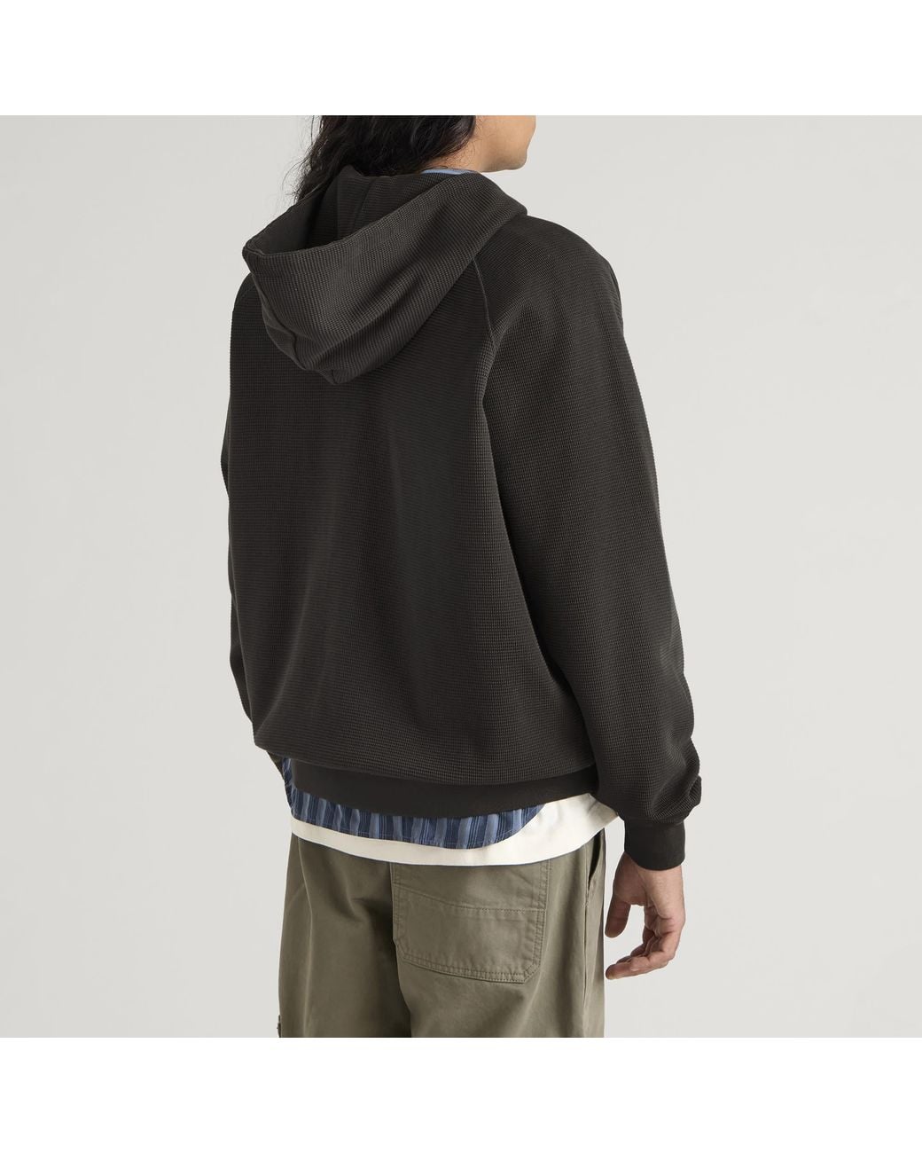 POLAR SKATE Black Waffle Zip Hoodie for men