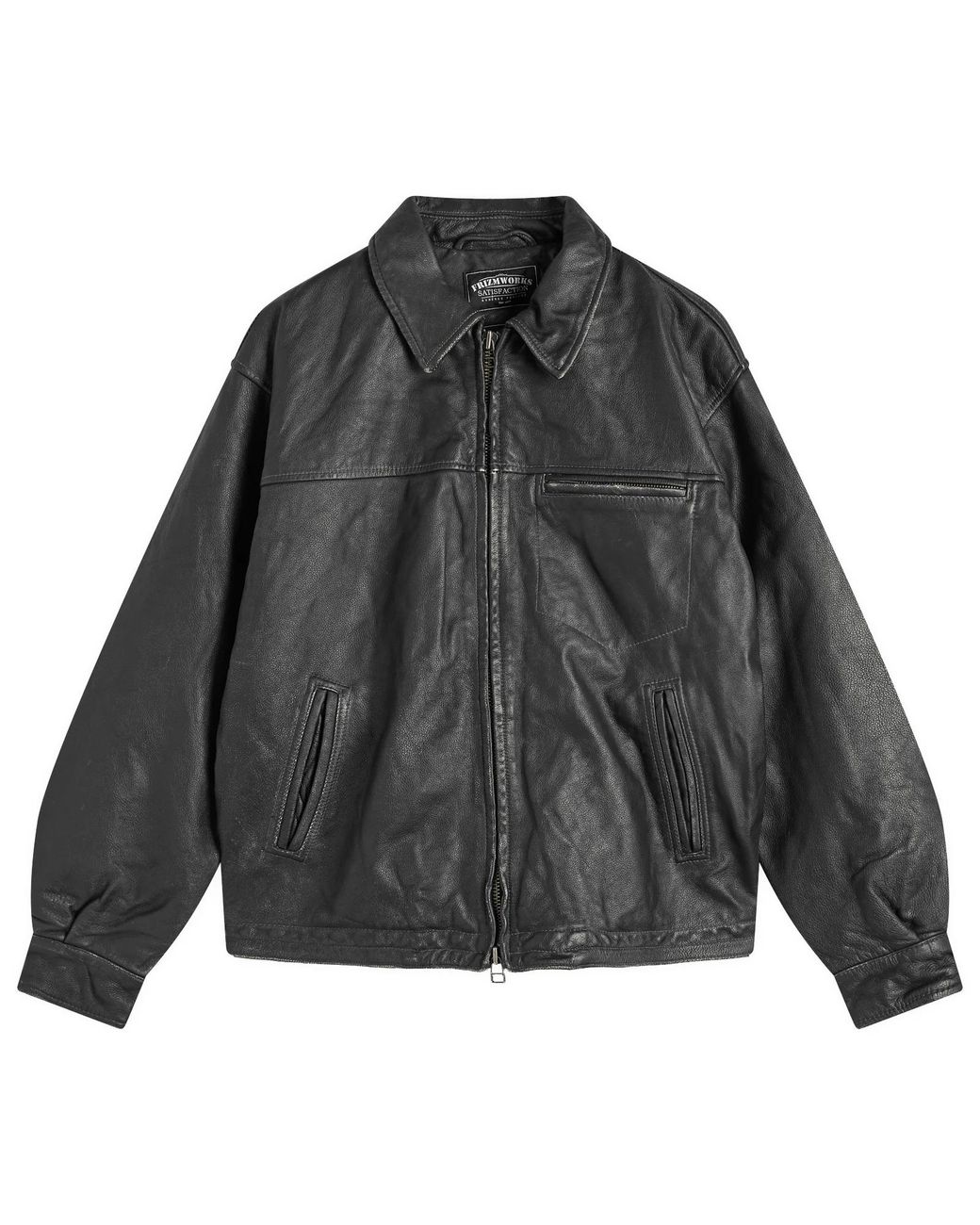 FRIZMWORKS Gray Destroyed Cowhide Leather Jacket for men
