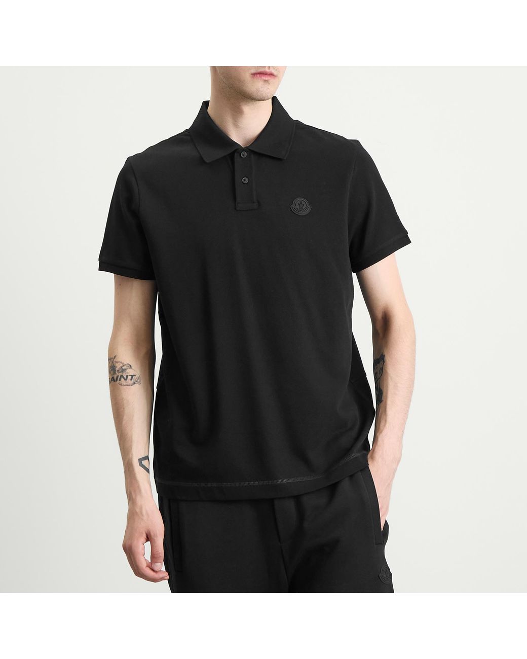 Moncler Short Sleeve Polo in Black for Men | Lyst