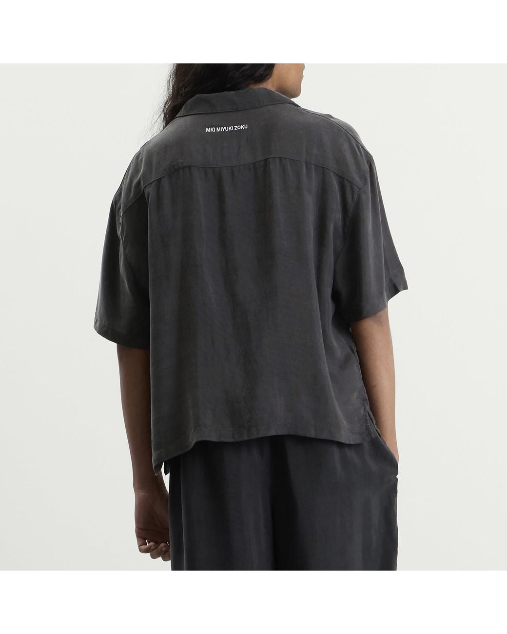 MKI Miyuki-Zoku Black Ribbed Cupro Vacation Shirt for men