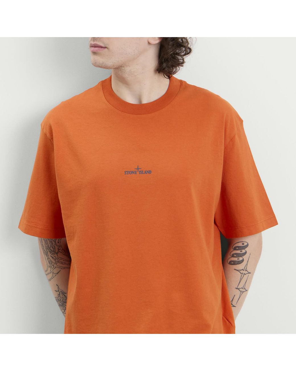 Stone Island Orange Vertical Placement T-Shirt for men