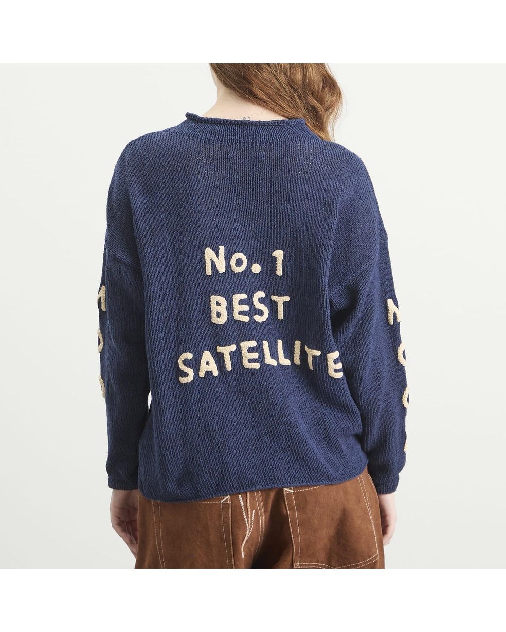 STORY mfg. Blue Hand Knit Twinsun Roll Neck