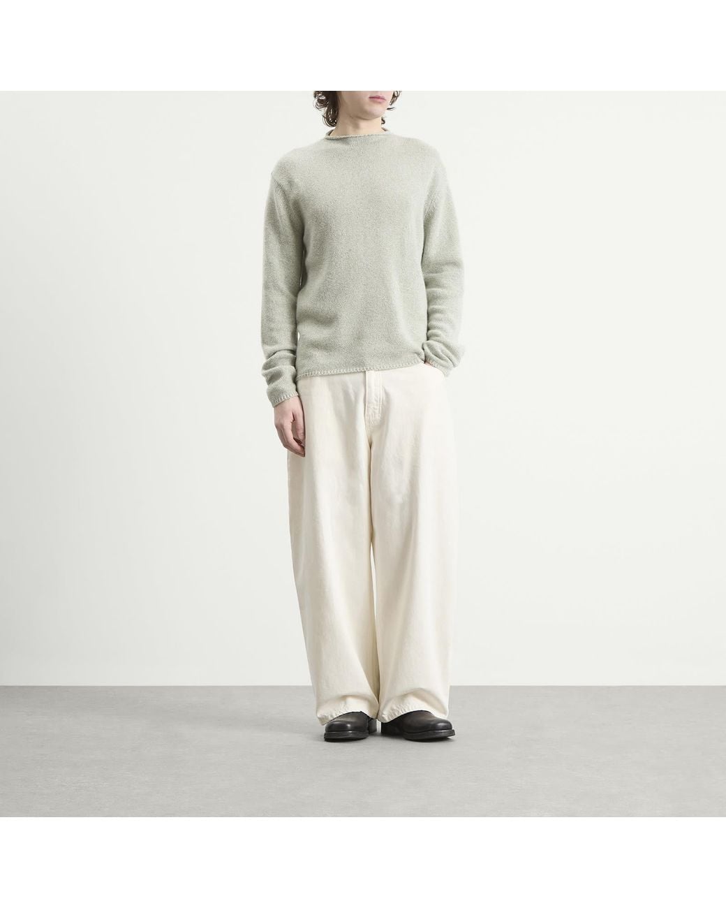 Auralee Gray Cashmere Silk Melange Knit Jumper for men