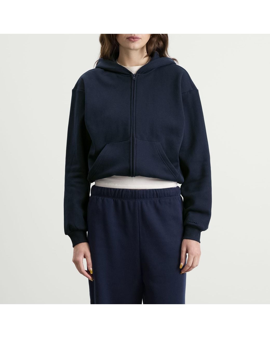 Skims Blue Cotton Fleece Classic Zip Up Hoodie