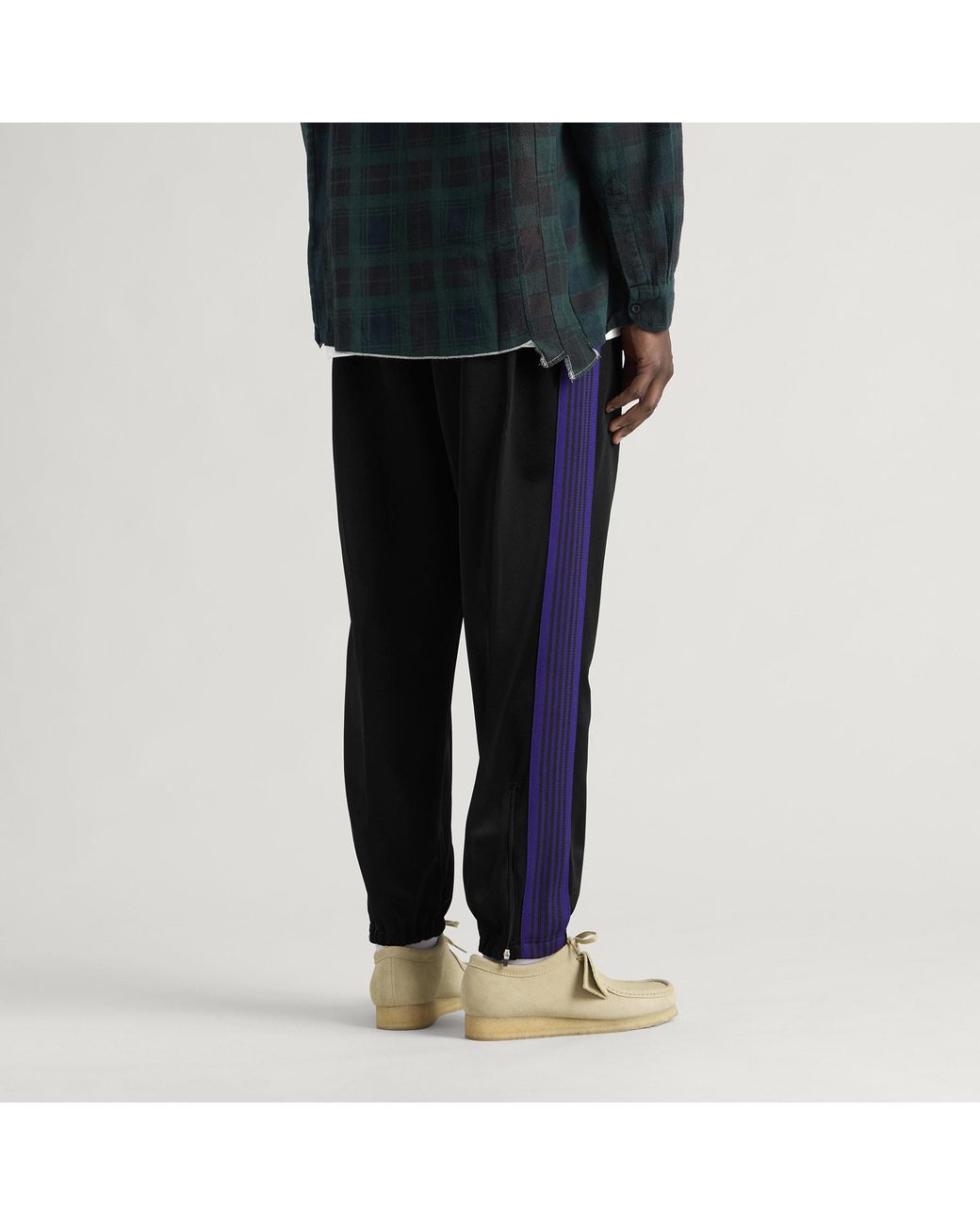 Needles Black Poly Smooth Zipped Track Pants for men