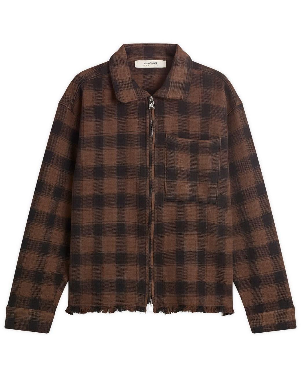 About Blank Gray Plaid Zipped Overshirt for men