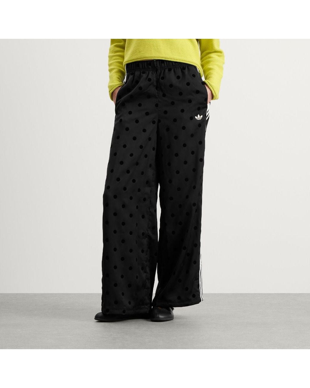 Adidas Black Polka Dot Firebird Wide Trackpants
