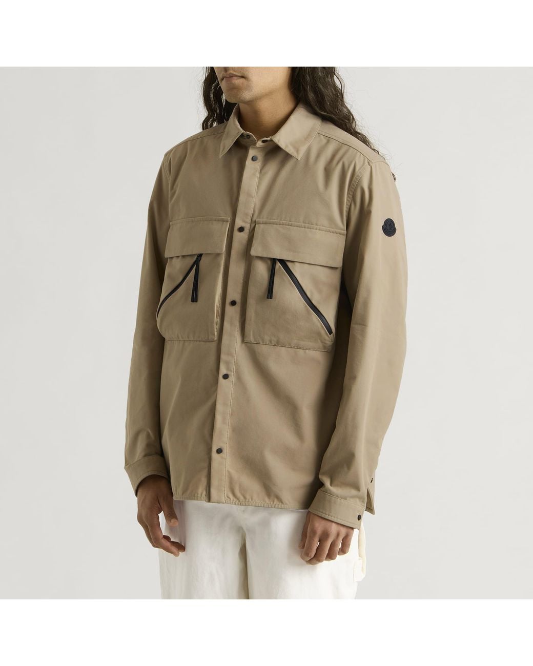 Moncler Natural Brushed Cotton Cargo Shirt for men