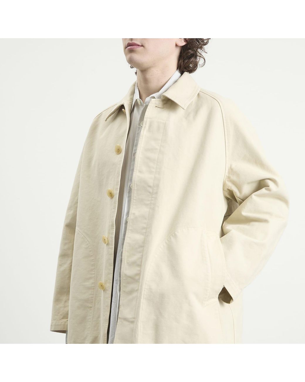 Auralee Natural Garment-Dyed Cotton Heavy Twill Short Coat for men