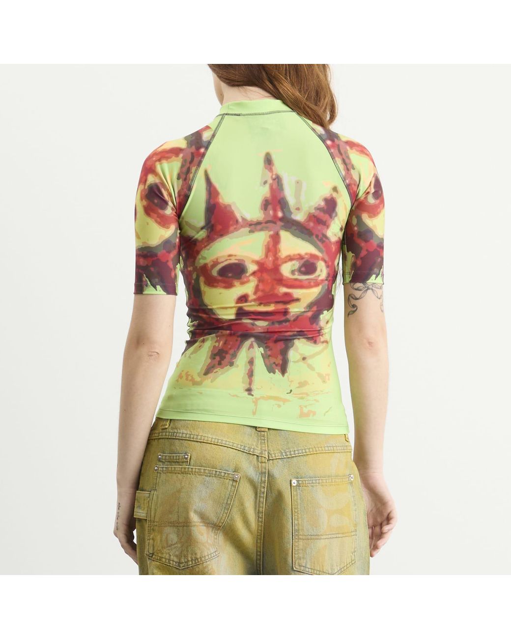PAOLINA RUSSO Green Short Sleeve Rash Guard