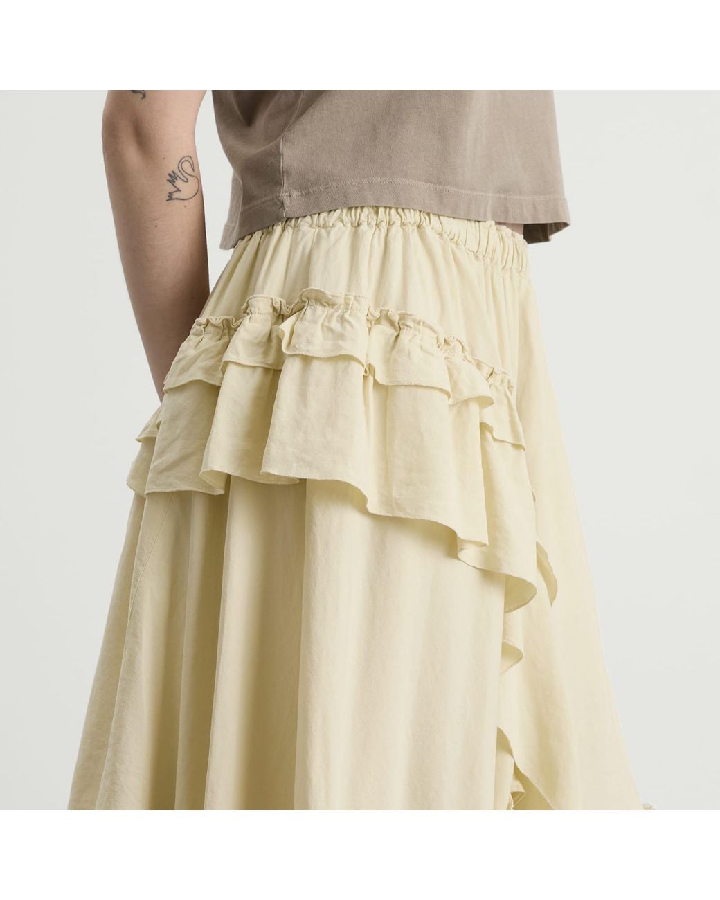 YMC Natural Draped Midi Skirt