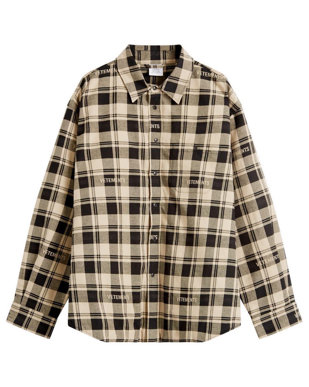 Vetements Padded Flannel Shirt in Brown for Men | Lyst