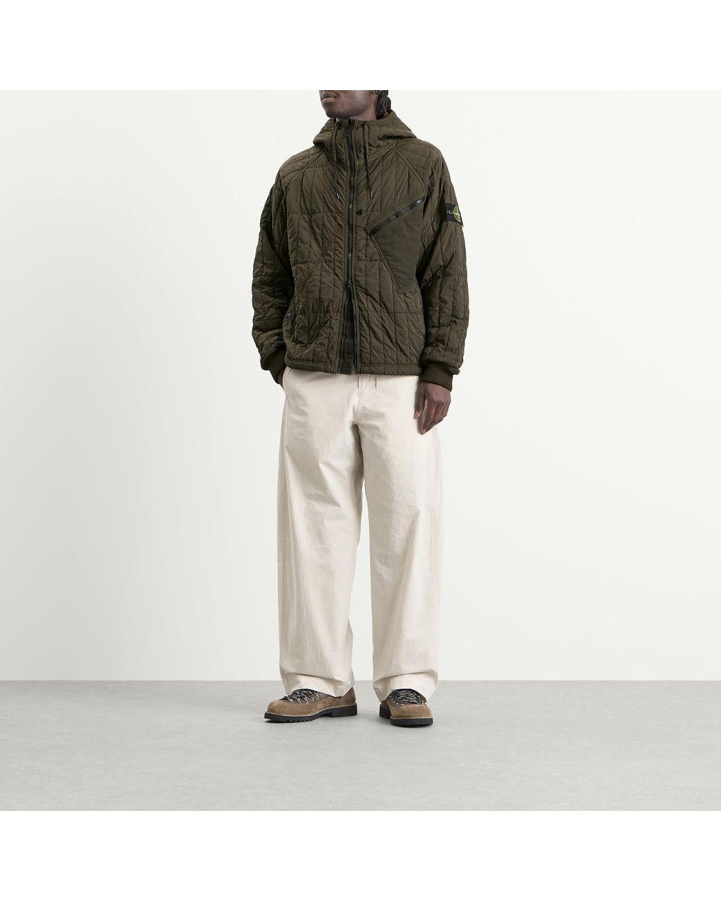 Stone Island Green Ultralight Nylon Quilted-Tc Hooded Jacket for men