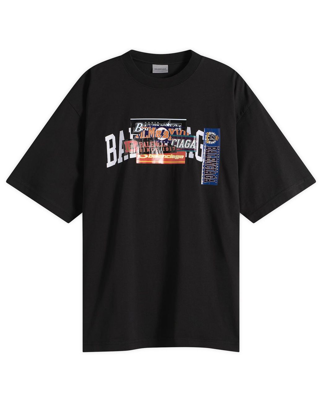 Balenciaga Black Bumper Stickers T-Shirt for men