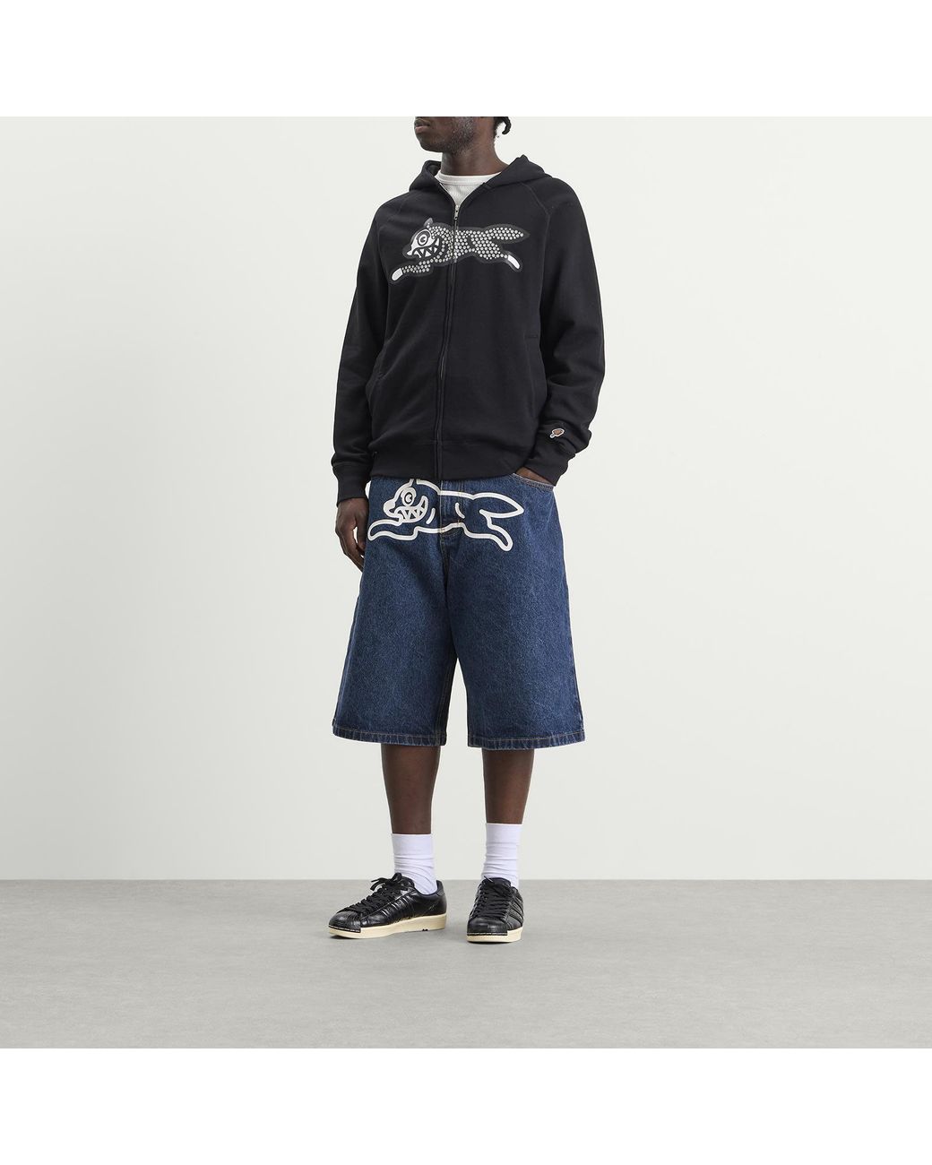 ICECREAM Blue Running Dog Triple Scoop Denim Shorts for men