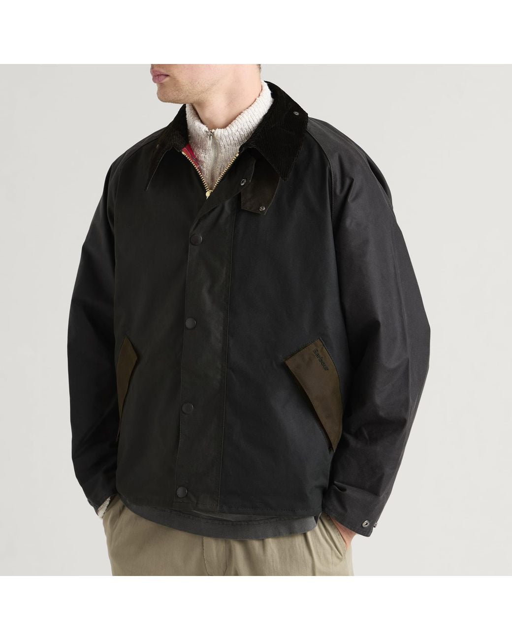 Barbour Black Patchwork Transport Wax Jacket for men