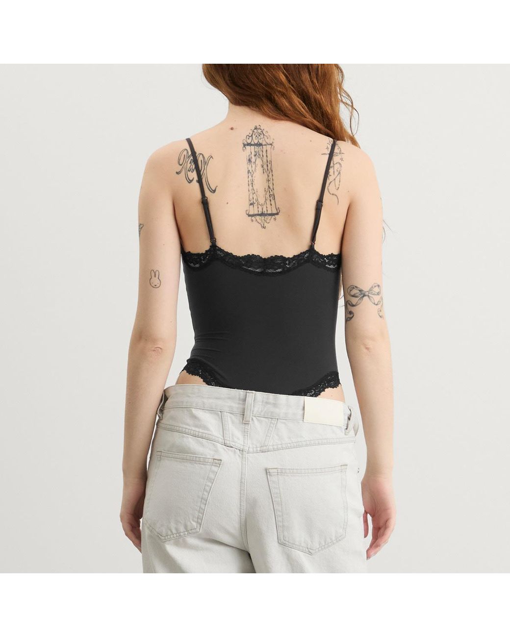 Skims Black Fits Everybody Lace Cami Bodysuit