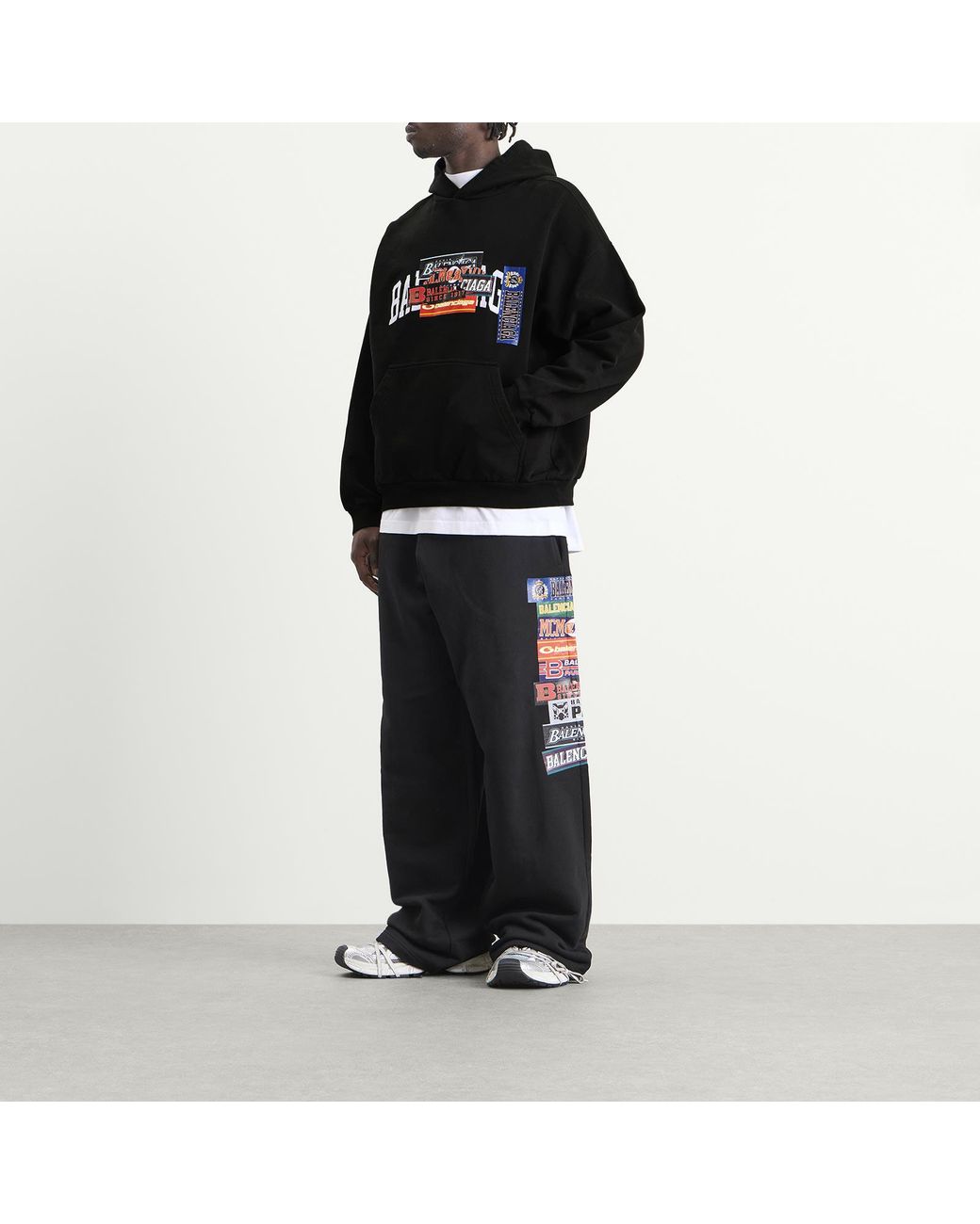 Balenciaga Black Bumper Sticker Regular Fit Hoodie for men