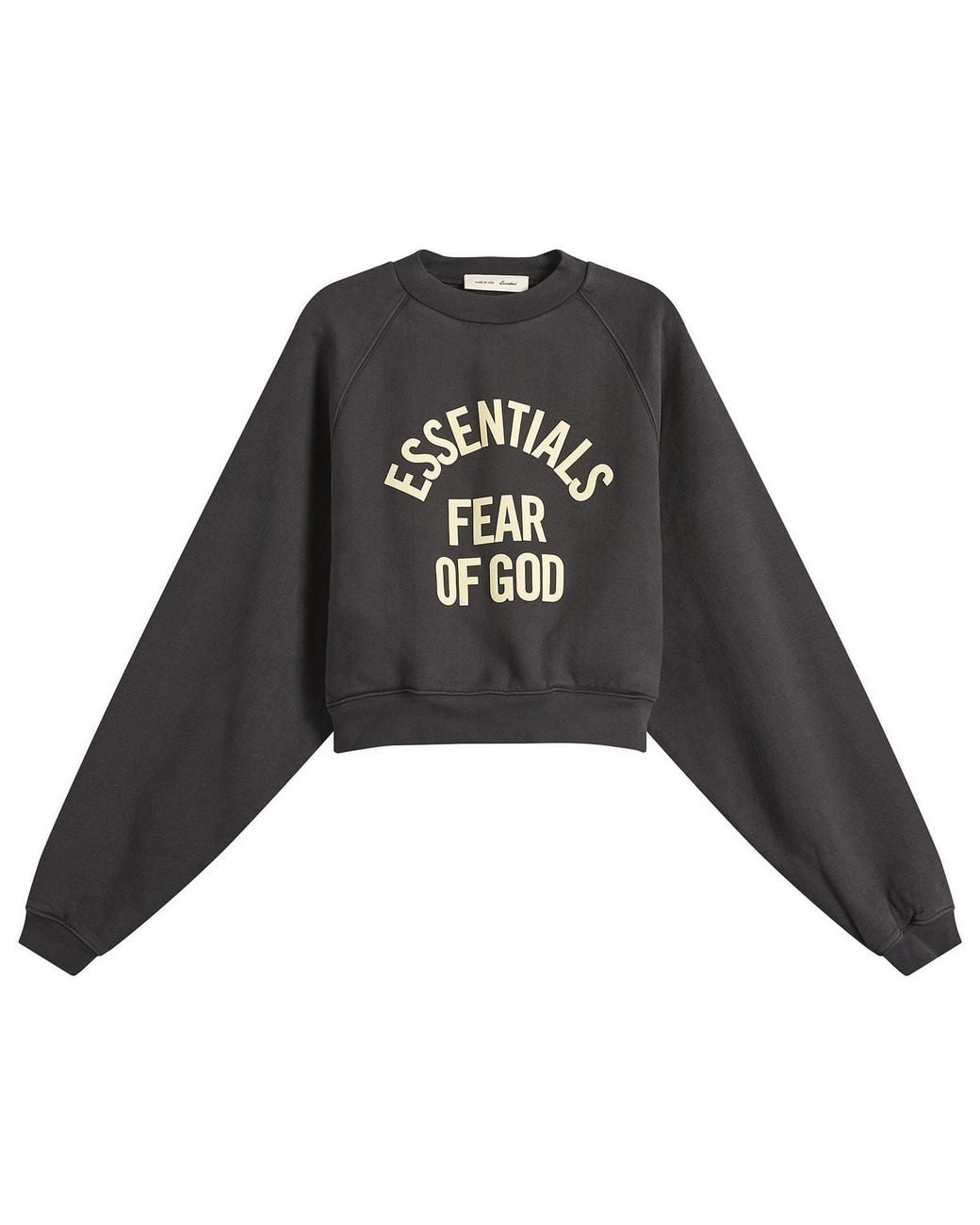 Fear Of God Black Campus 90's Cropped Raglan Crewneck