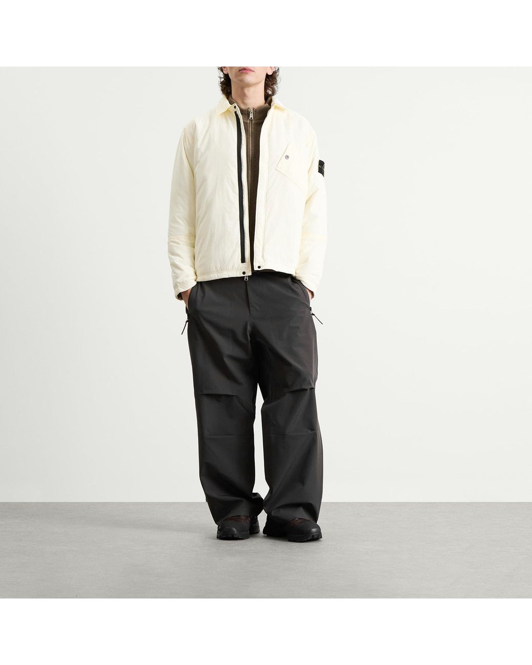 Stone Island White Matt Ripstop Cordura Zip Overshirt for men