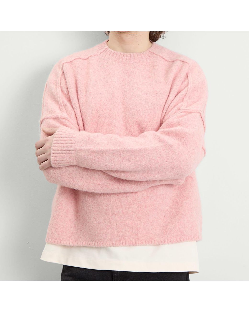 About Blank Pink Exposed Mock Neck Jumper for men