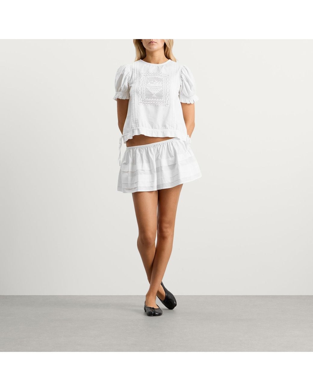 My Mum Made It White Pleat Mini Skirt