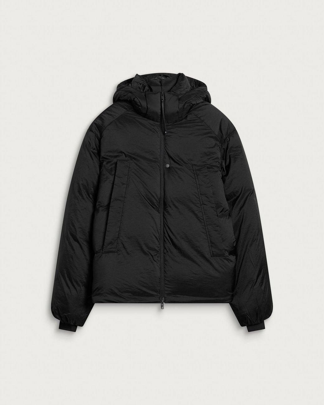 Y-3 Black Hooded Puffer Jacket for men