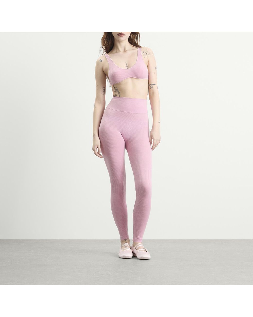 Skims Pink Seamless Sheer Wool Bralette