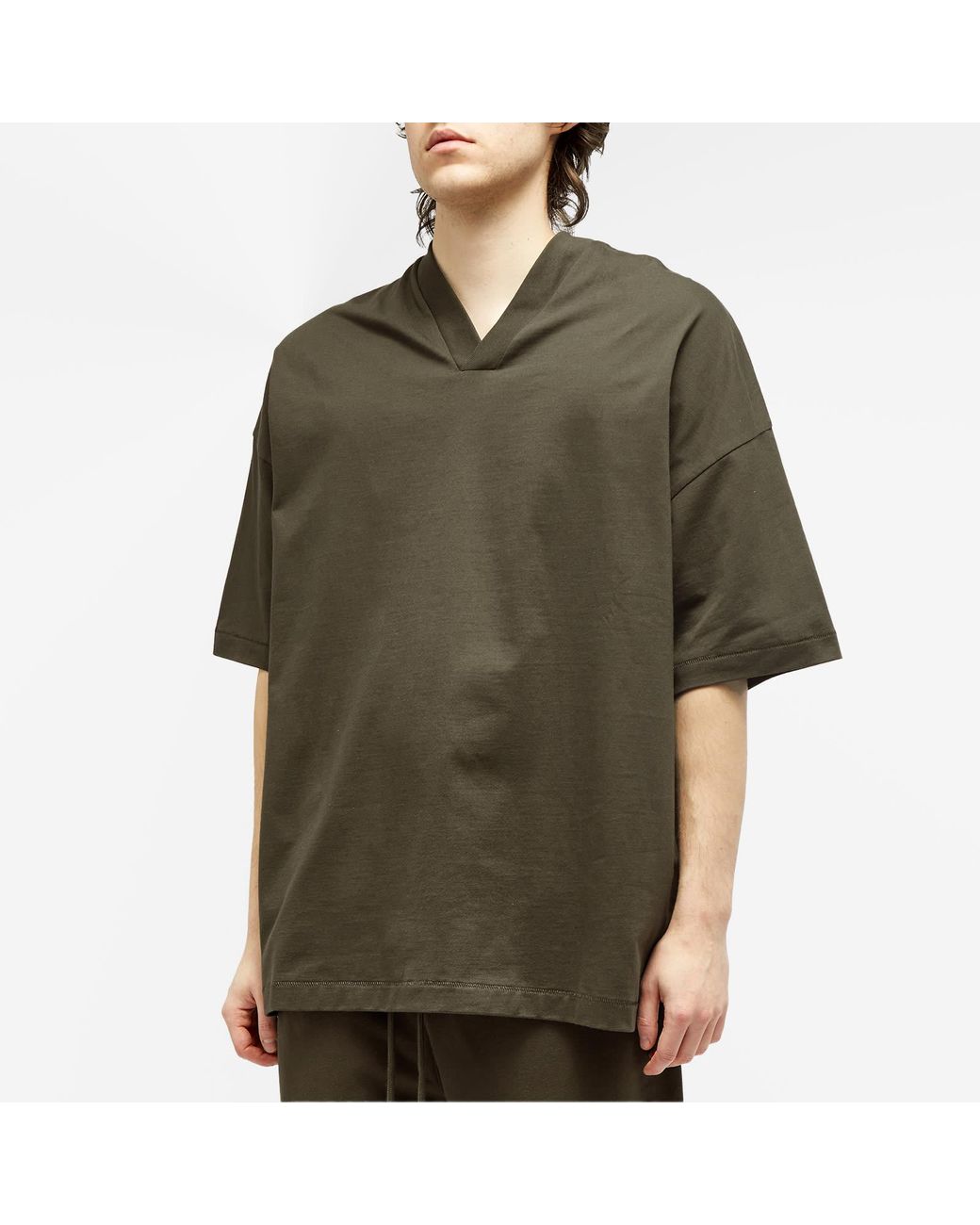 Fear Of God Spring Logo V-Neck T-Shirt in Green for Men | Lyst