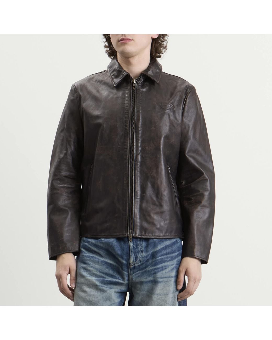 DIESEL Leather Jacket in Black for Men | Lyst