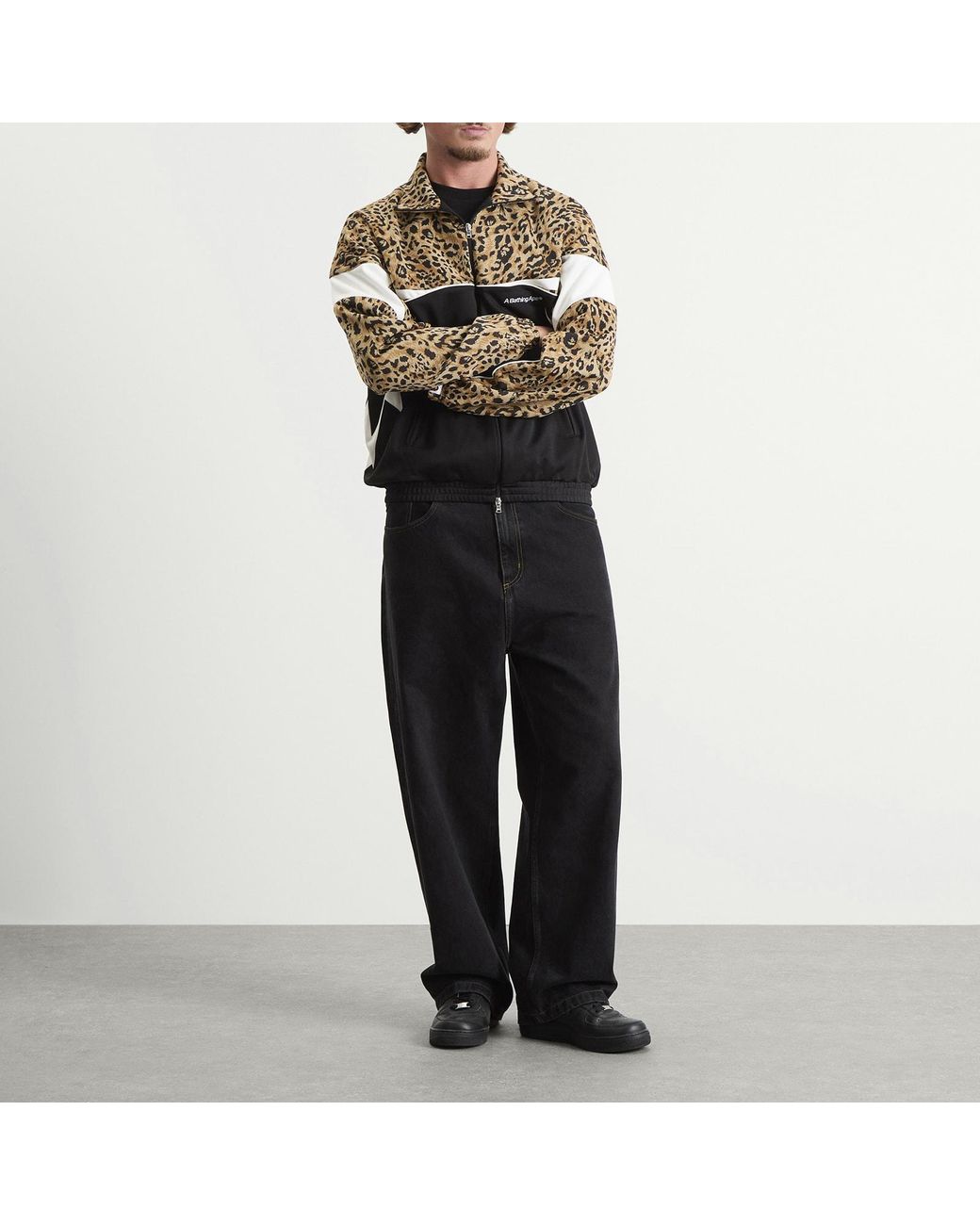 A Bathing Ape Black Wild Leopard Print Track Jacket for men