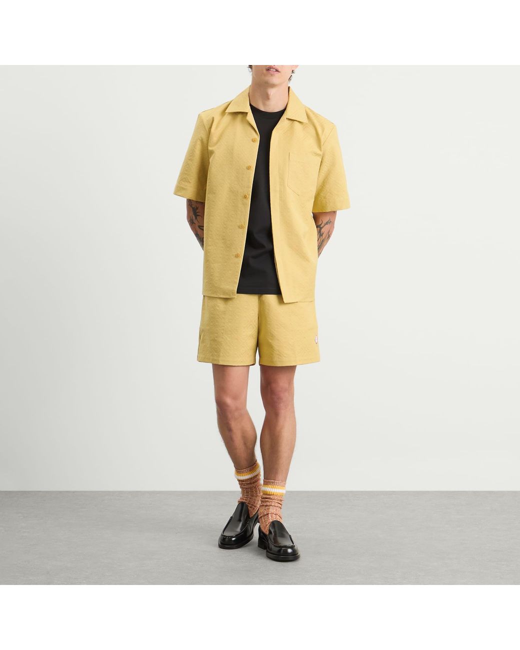 Casablanca Yellow Drawstring Cotton Jacquard Monogram Shorts for men