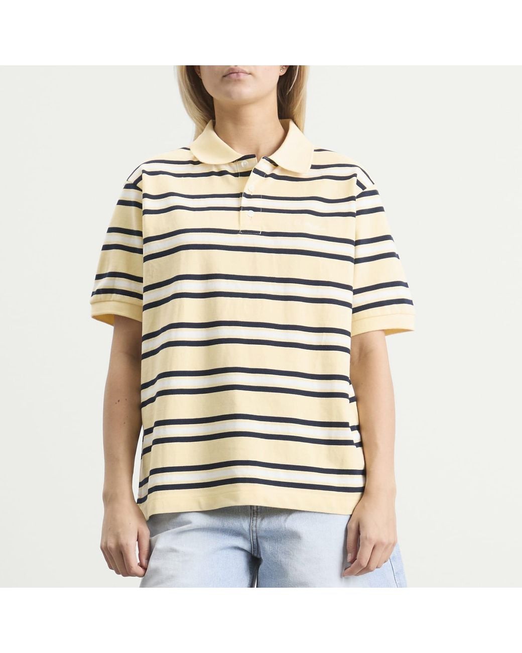 DUNST Natural Striped Polo Shirt