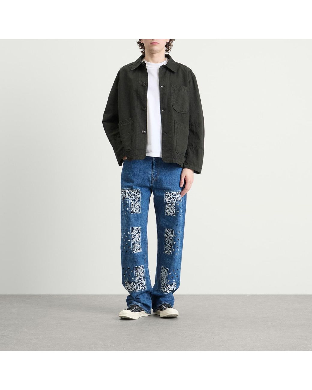 Nomarythm Textile Blue Bandana Embroidery Denim Jeans for men