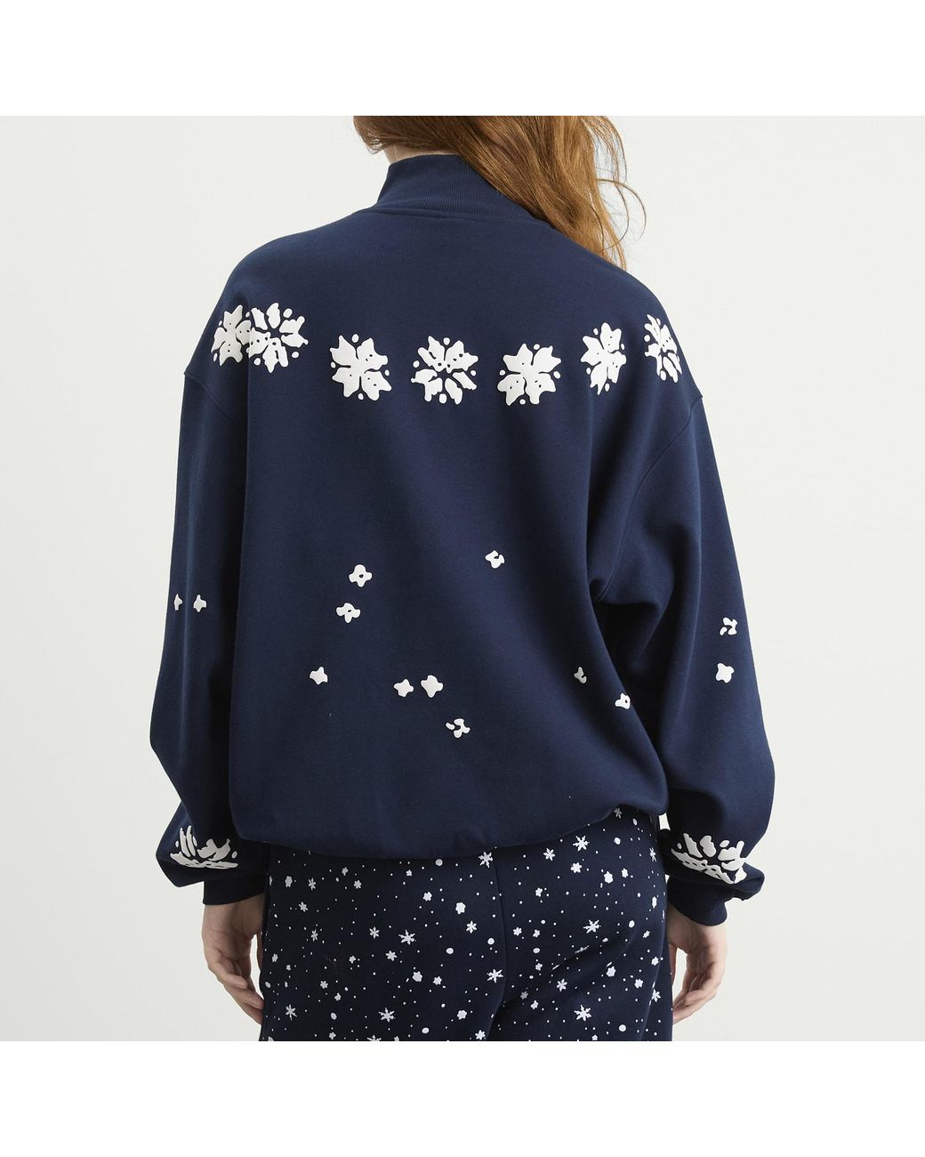Skims Blue X Cpfm Cotton Fleece Classic Mock Neck Quarter Zip