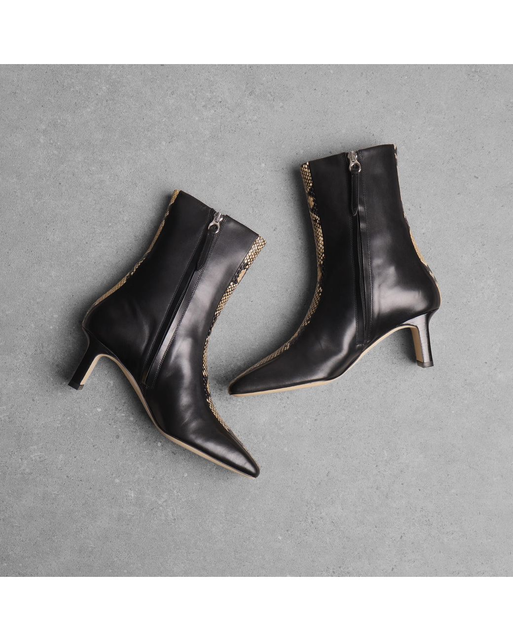 Aeyde Black Billie Square Toe Heel Ankle Boots