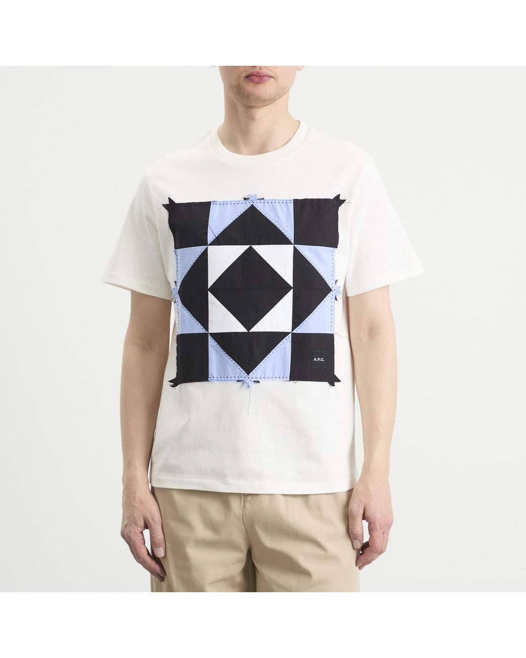 A.P.C. Blue T-Shirt Patchwork for men