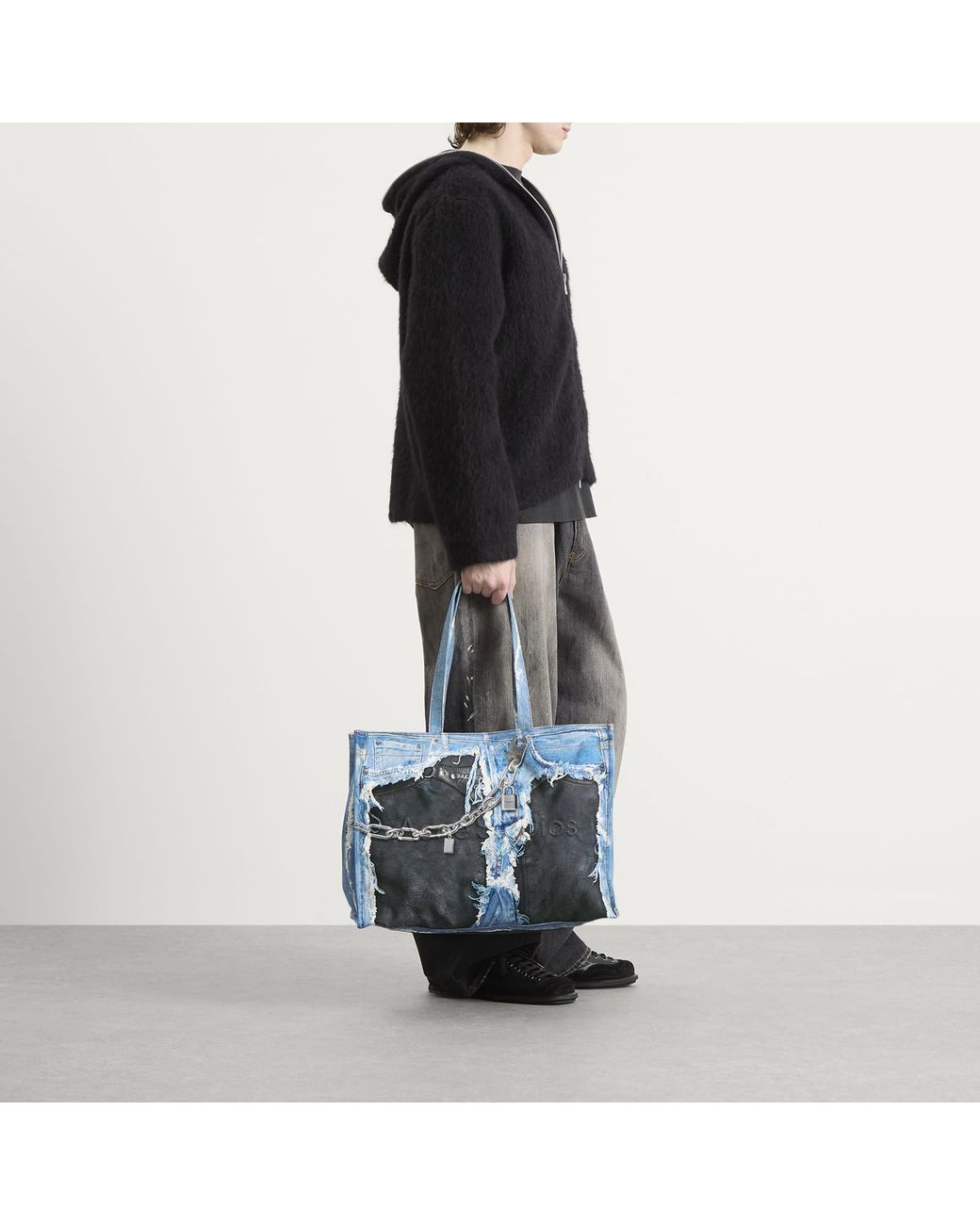 Acne Blue Trompe L'Oeil Print Tote Bag for men