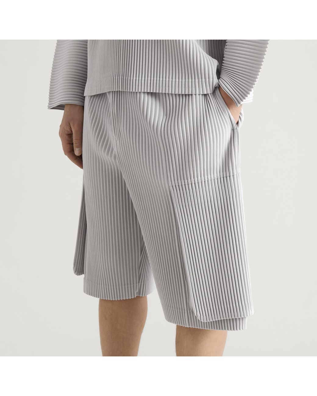 Homme Plissé Issey Miyake Gray Pleated Shorts for men