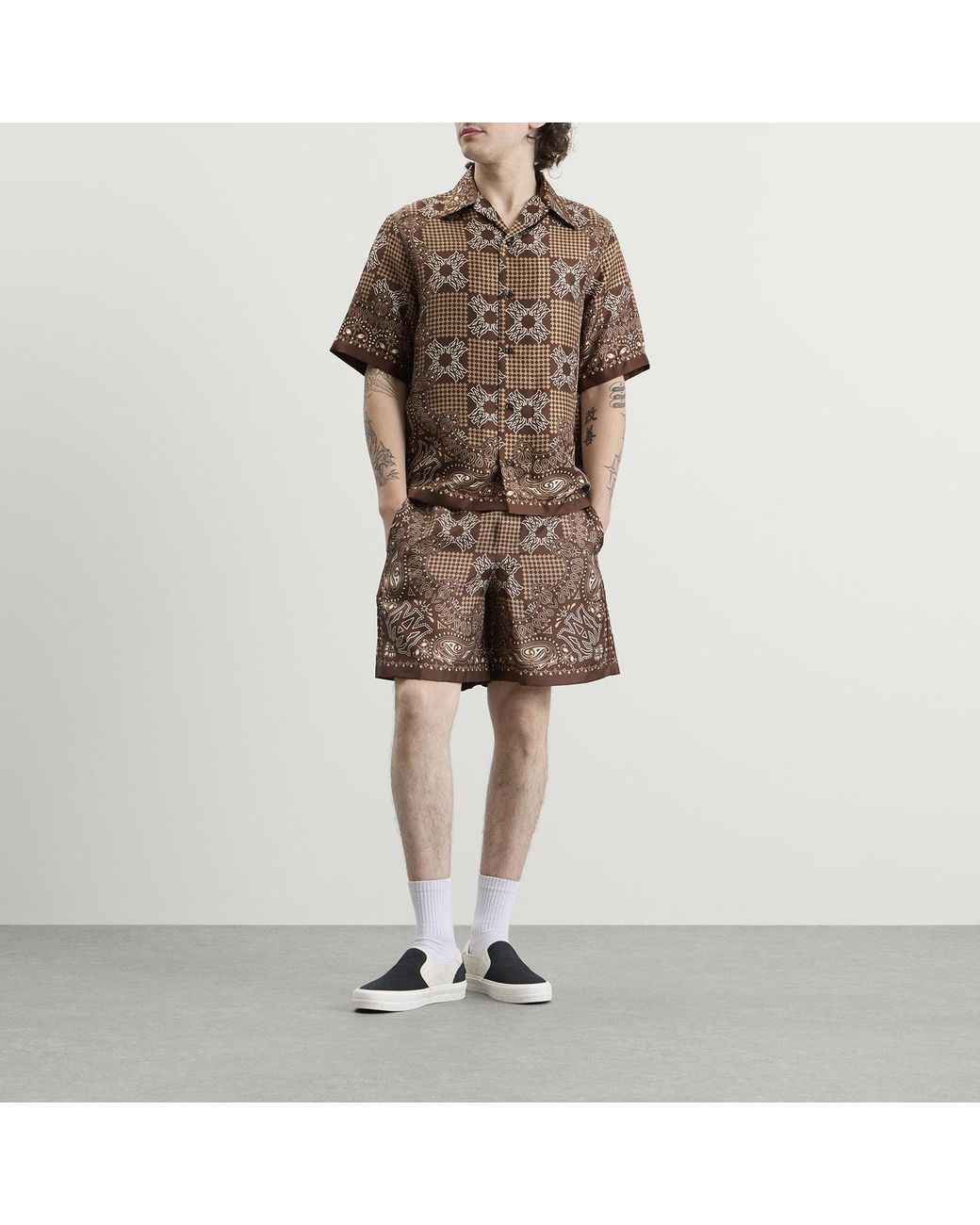 Amiri Brown Ma Check Camp Shirt for men