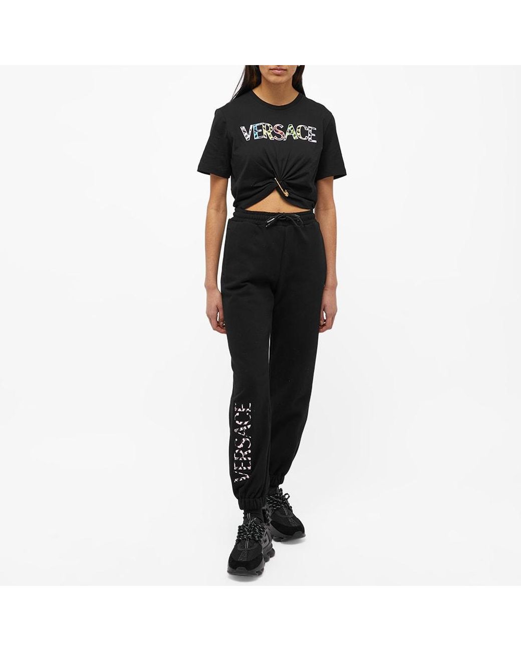 Versace Cotton Logo Sweat Pant in Black - Lyst
