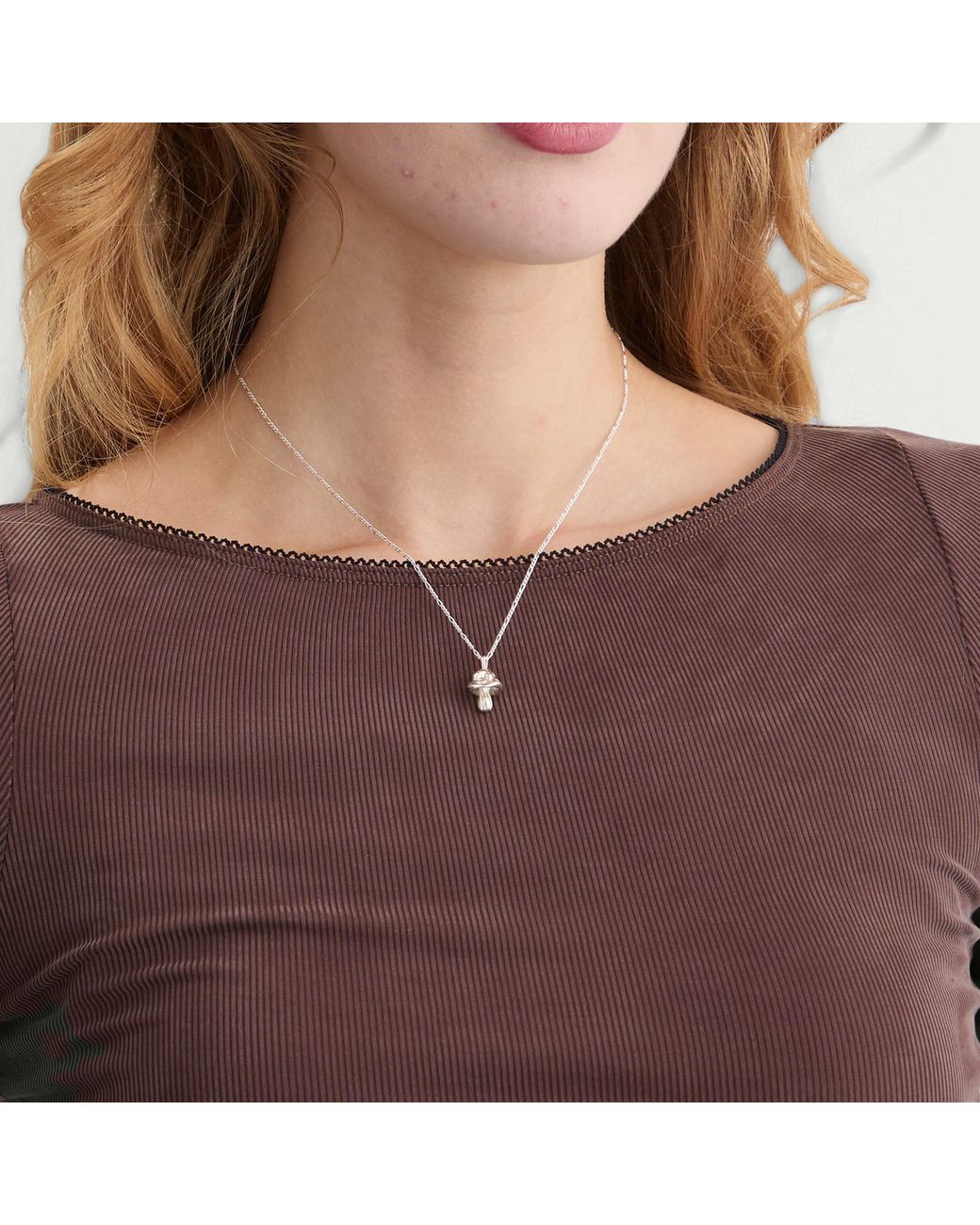 Alec Doherty Metallic Portobello Mushroom Pendant Necklace