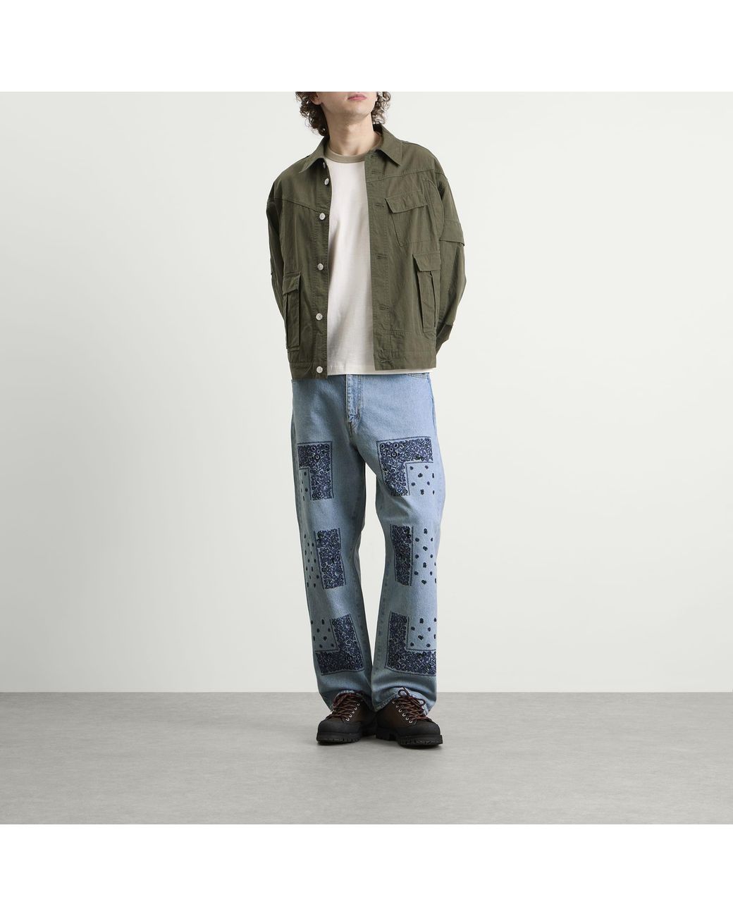 Nomarythm Textile Blue Bandana Embroidery Denim Jeans for men