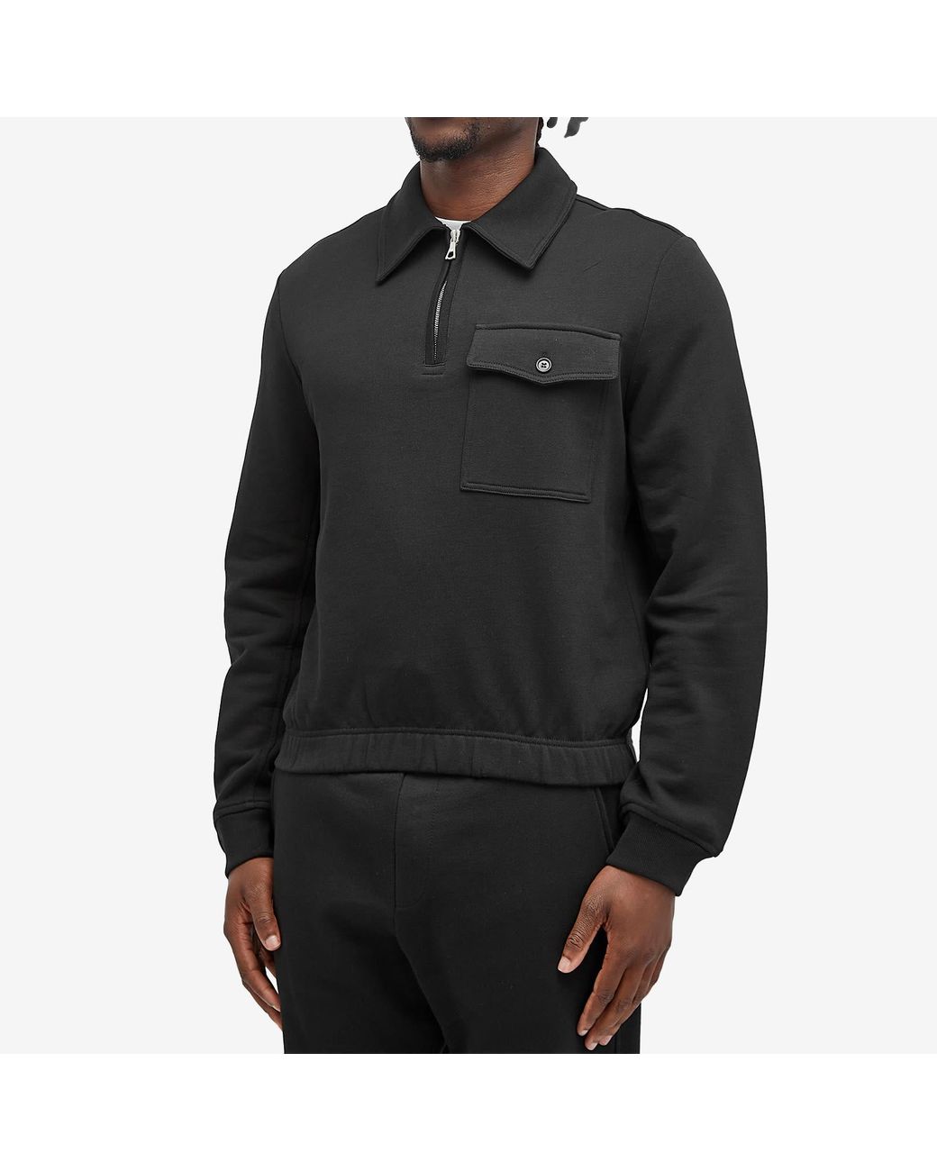 【送料&関税込】Dries Van Noten haspe Sweatshirt Dries Van Noten Haswell Quarter Zip Sweatshirt in Black for