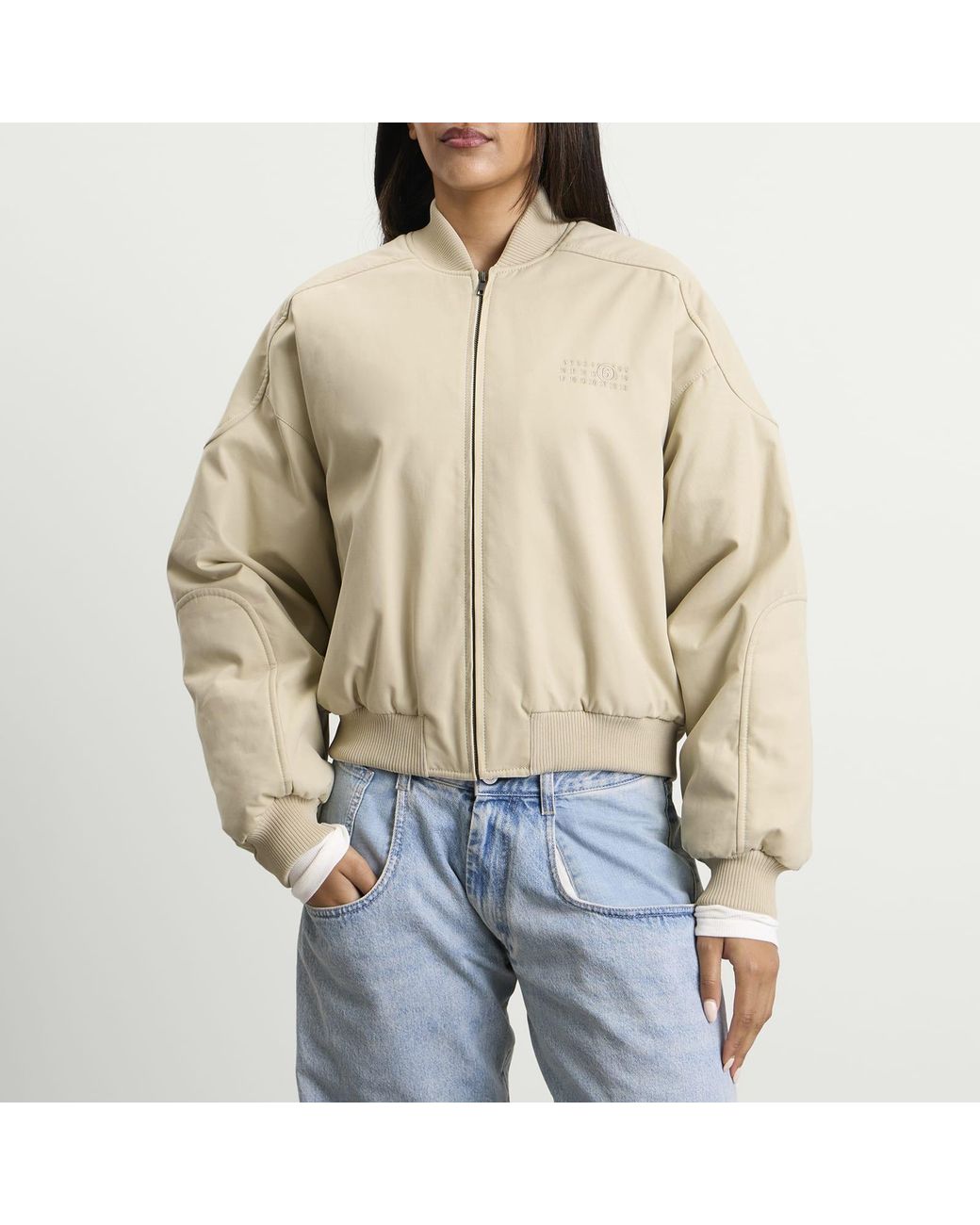 Maison Margiela Natural Mm6 Logo Bomber Jacket